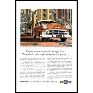 1953 Chevy Two-Ten Sedan Vintage Print Ad Street Car Cobblestone Wall Art